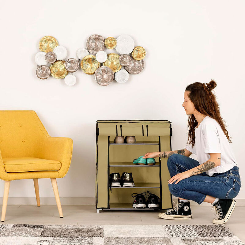 Zapatera con Cubierta de Tela Beige image number null