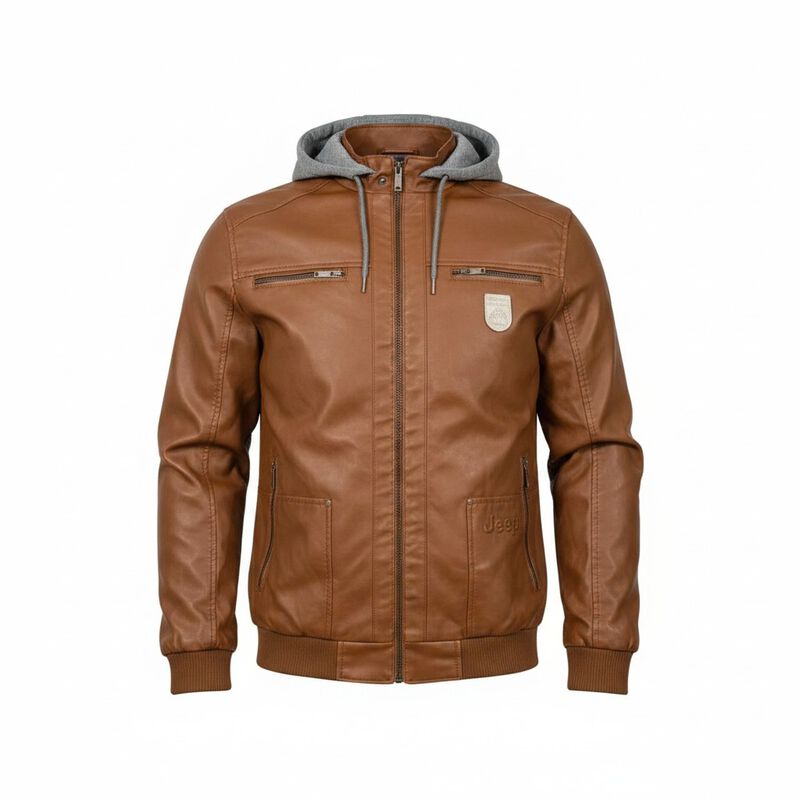 Chamarra Con Gorro Jeep Color Camel Para Hombre image number null