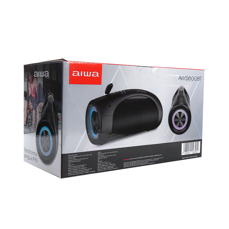 Bocina Port&aacute;til Aiwa AWS600BT Cil&iacute;ndrica Negro,... image number null