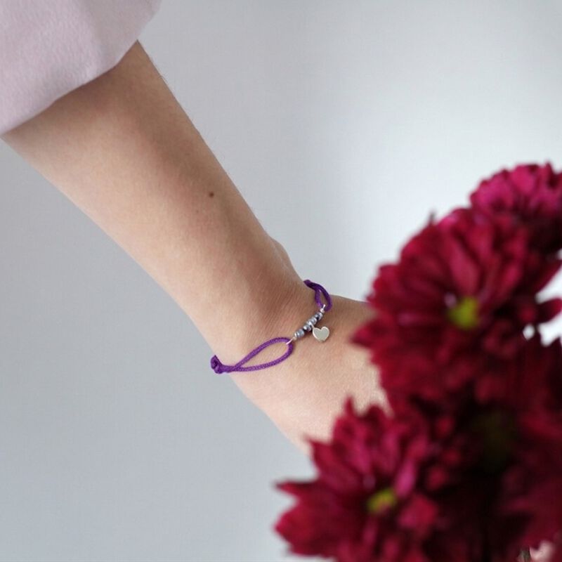 Pulsera Coraz&oacute;n Amore De Plata Con Hilo image number null