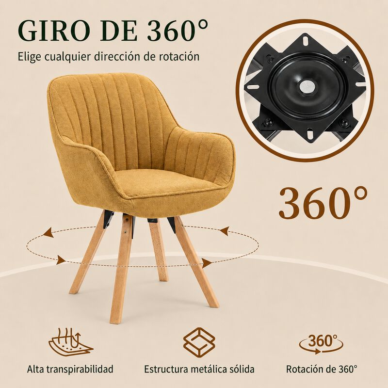 Silla Giratoria Con Brazos Tapizada En Tela Mos... image number null