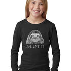 Camiseta De Manga Larga Word Art Para Ni&ntilde;a - Perezoso - Negro