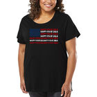 Camiseta De Talla Grande Word Art Para Mujer - Happy 4th of July- Negro