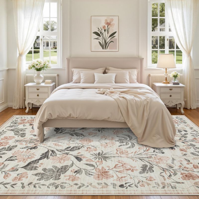 Alfombra Yidanamy 274x305 Cm Boho Floral Lavabl... image number null