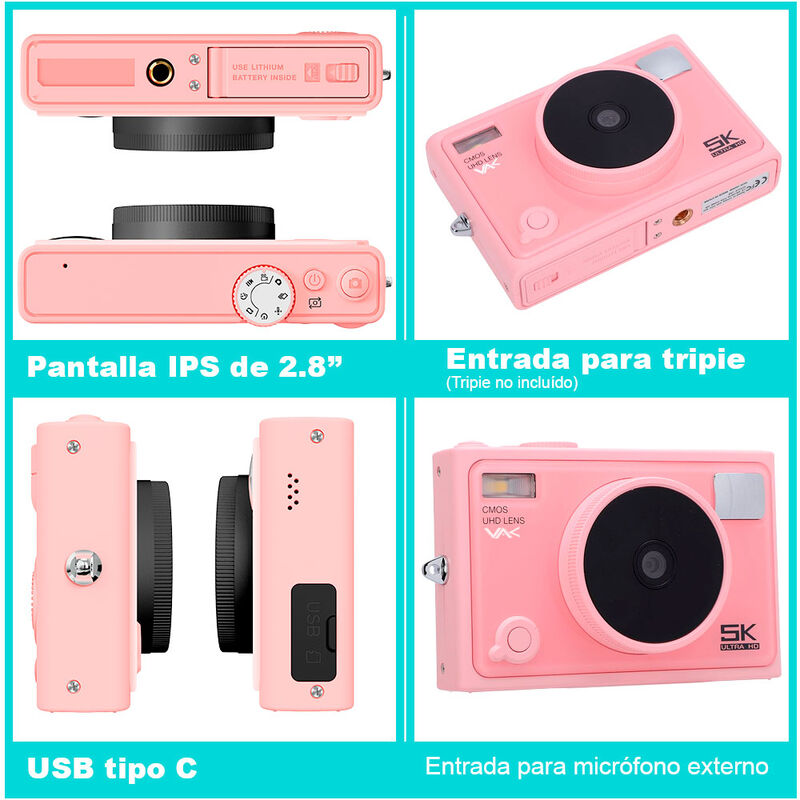 Cámara digital VAK F3L 5k Selfie-cam aro luz wi... image number null