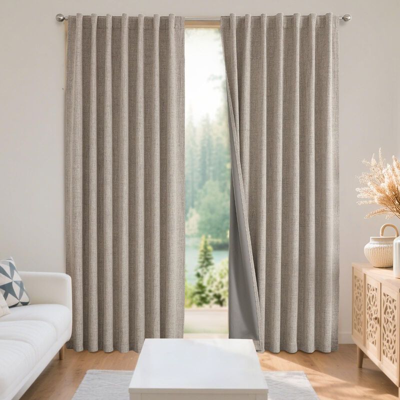 Cortinas Opacas Joydeco De Lino Natural, 132 X ... image number null