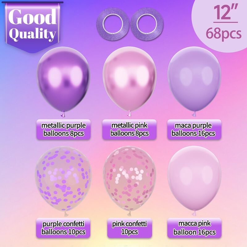Set De Globos Kawkalsh 30 cm Rosa Y Morado &ndash; 68... image number null