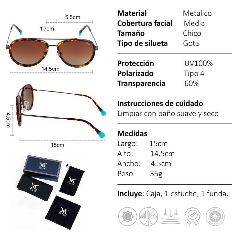 Lentes De Sol Xolek 141 Met&aacute;lico Animal Print U... image number null