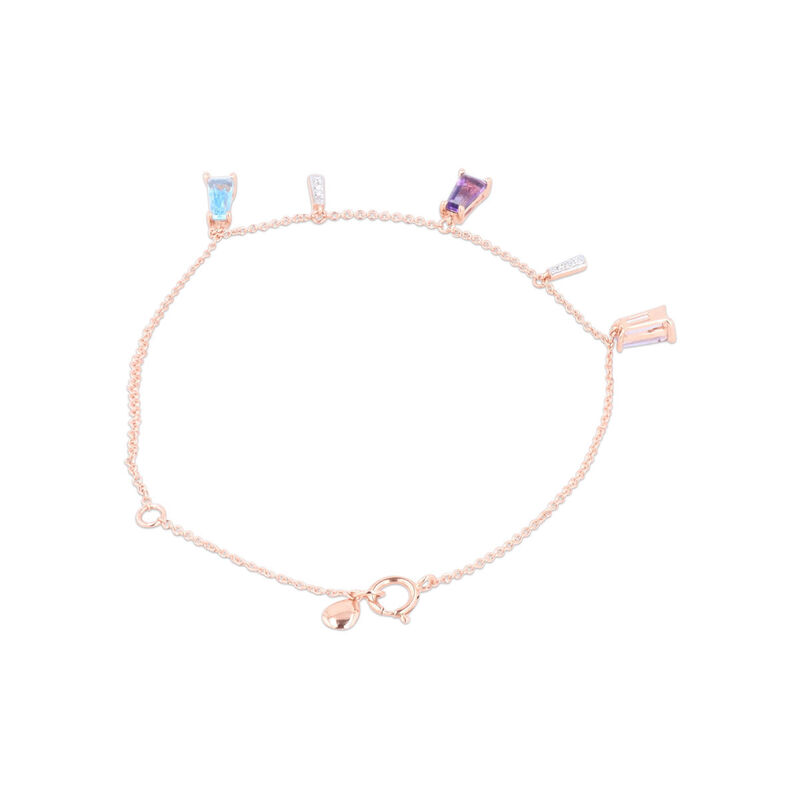 Pulsera De Oro Rosa 14k Con 4pts De Diamante Co... image number null