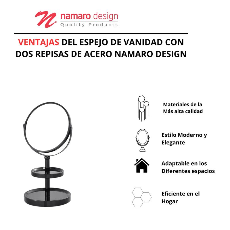 Espejo De Vanidad Con Dos Repisas De Acero Nama... image number null