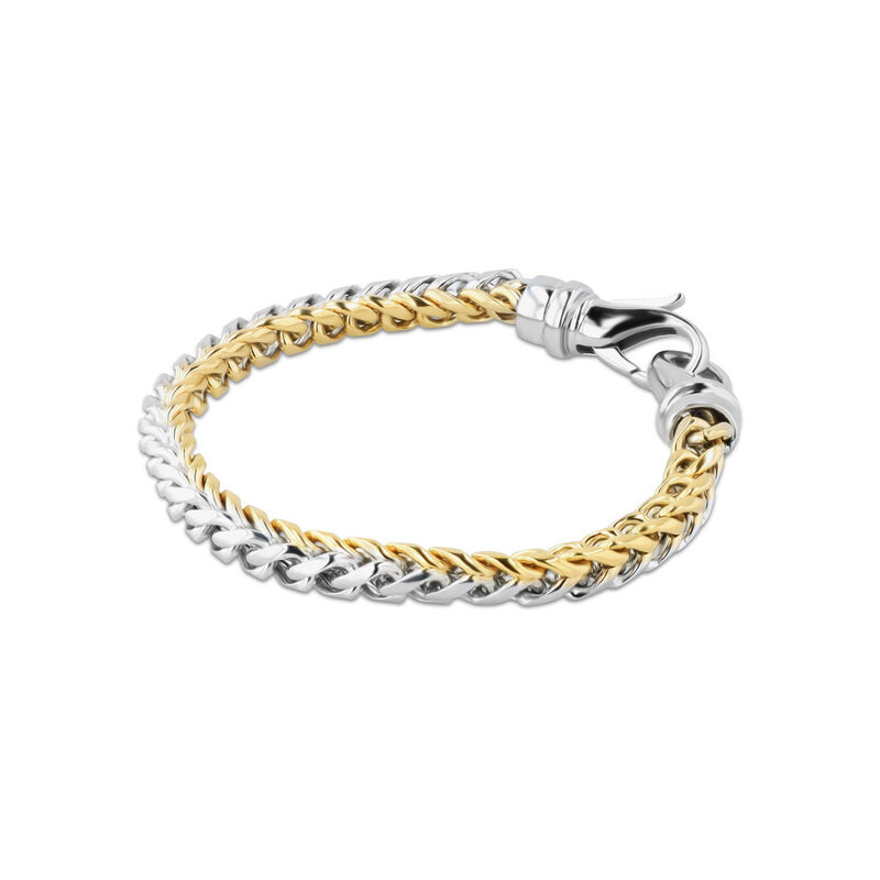 Pulsera De Acero Dorado Y Blanco Para Caballero image number null