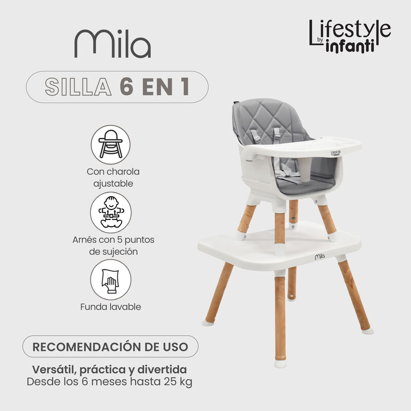 Silla Alta Mila 6 En 1 Gris image number null
