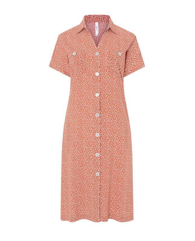 Vestido Corto Abierto con Topitos Coral De Pied... image number null
