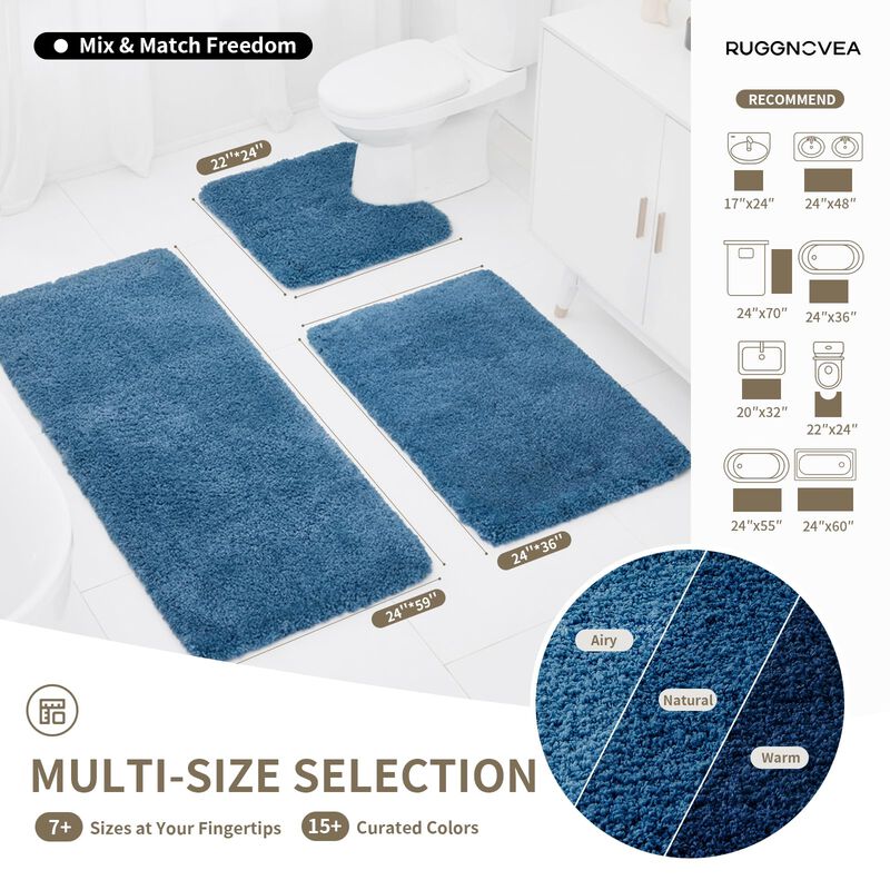 Alfombra De Ba&ntilde;o Ruggnovea 150x61 Cm Azul Micro... image number null
