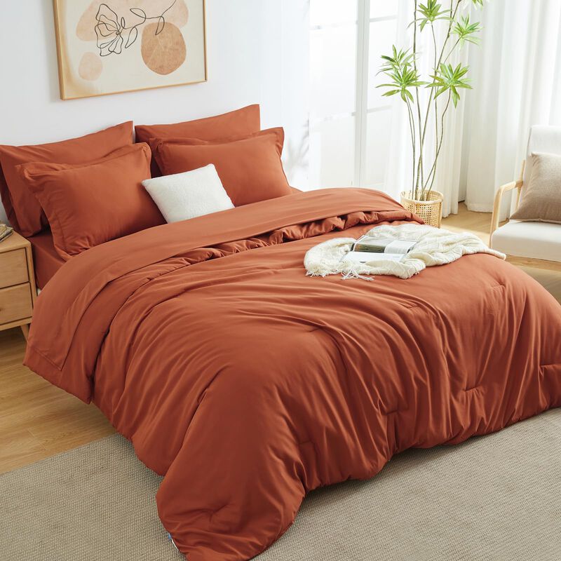 Juego De Edred&oacute;n Cozylux Queen Burnt Orange Jue... image number null
