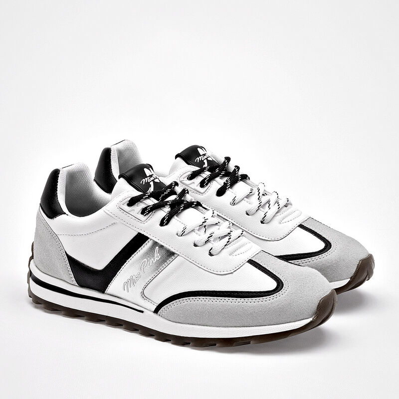 Miss Pink tenis para mujer blanco negro plata c... image number null