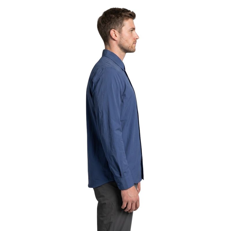 Atlo Camisa Lisa Manga Larga Blue Para Hombre image number null