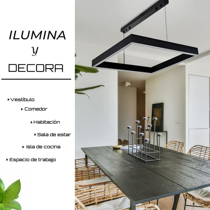 Lampara Candil De Techo De Led Cuadro Suspendid... image number null