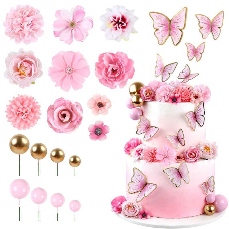 Adorno Para Pastel Cyodoos 38 Piezas Floral Con... image number null