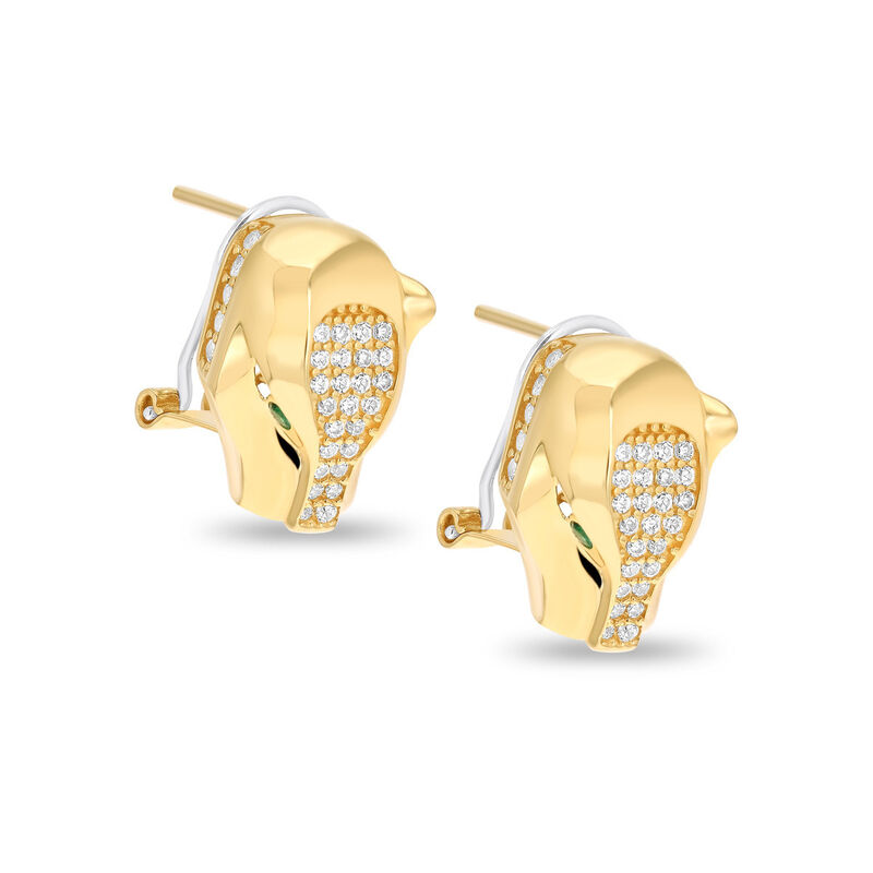 Aretes De Pantera De Oro Amarillo 14K Con Zirco... image number null