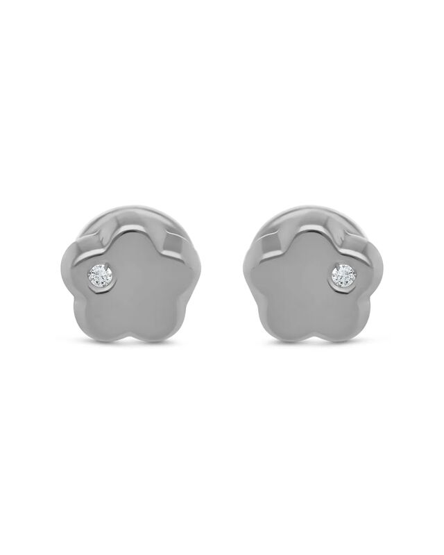 Broqueles De Flor En Oro Blanco 14k Con 1pt De ... image number null