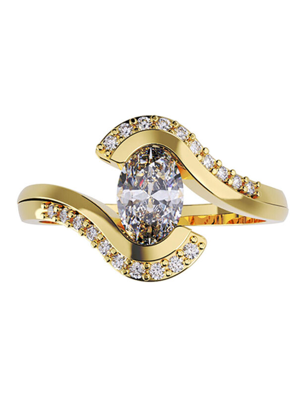 Anillo de Compromiso en Oro de 14K con Circonia... image number null