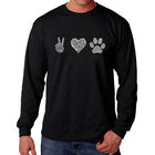 Camiseta De Manga Larga Word Art Para Hombre - Paz Amor Perros - Negro