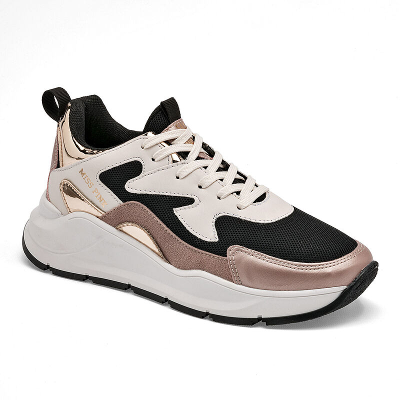 Miss Pink Tenis urbano para mujer negro blanco ... image number null