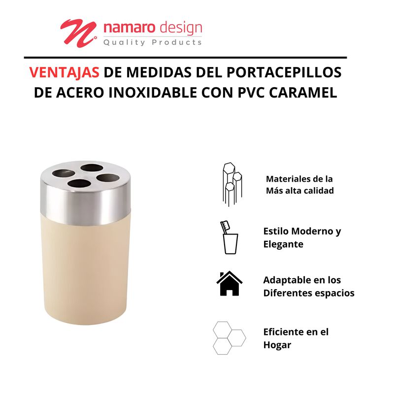 Portacepillos De Acero Inoxidable Con PVC Caram... image number null