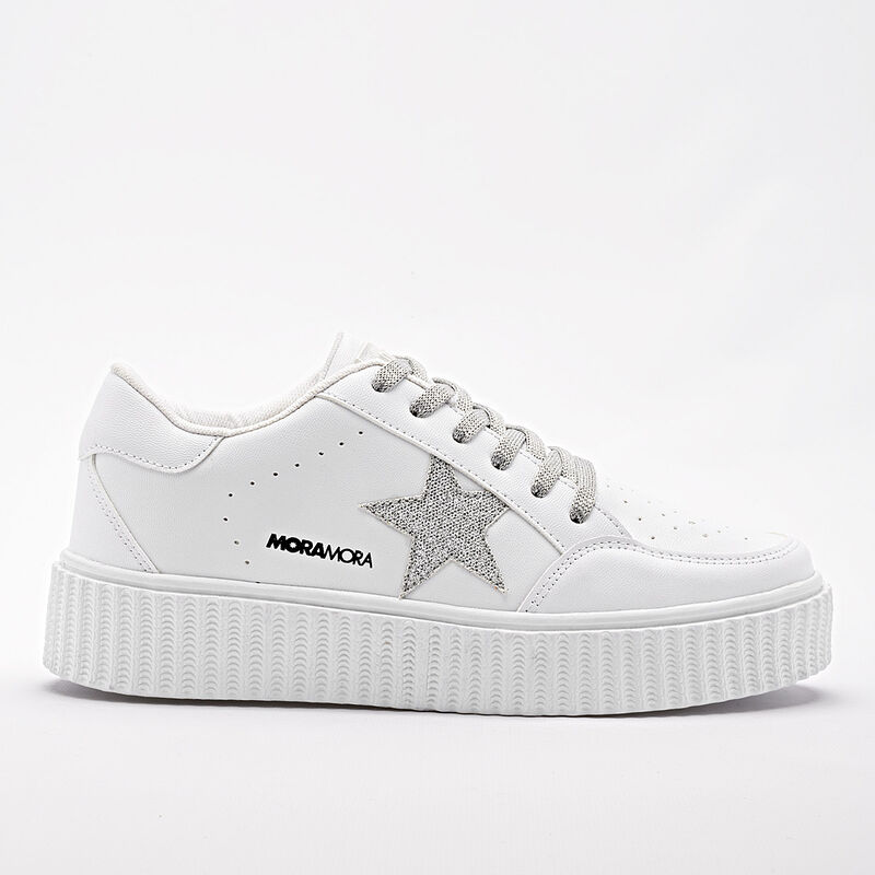 Moramora Tenis Chunky Para Mujer Blanco Plata C... image number null