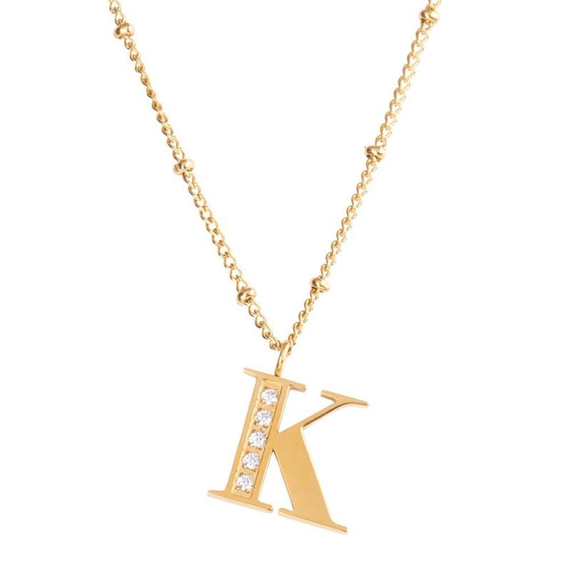 Collares Mujer Inicial Letras Baño Oro 18k Zirc... image number null