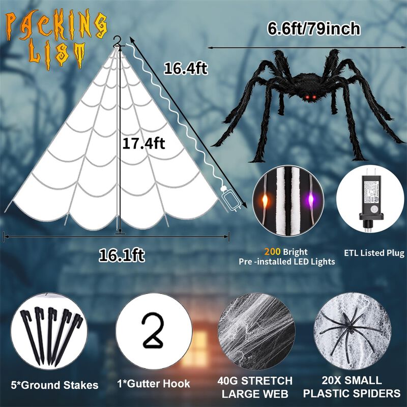 Luces De Telara&ntilde;a Spider Partymoonet 16,4 Ft 20... image number null