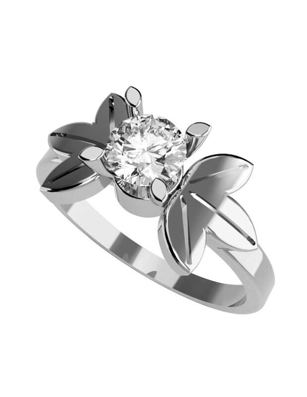 Anillo de Compromiso en Oro Blanco 14K con Circ... image number null