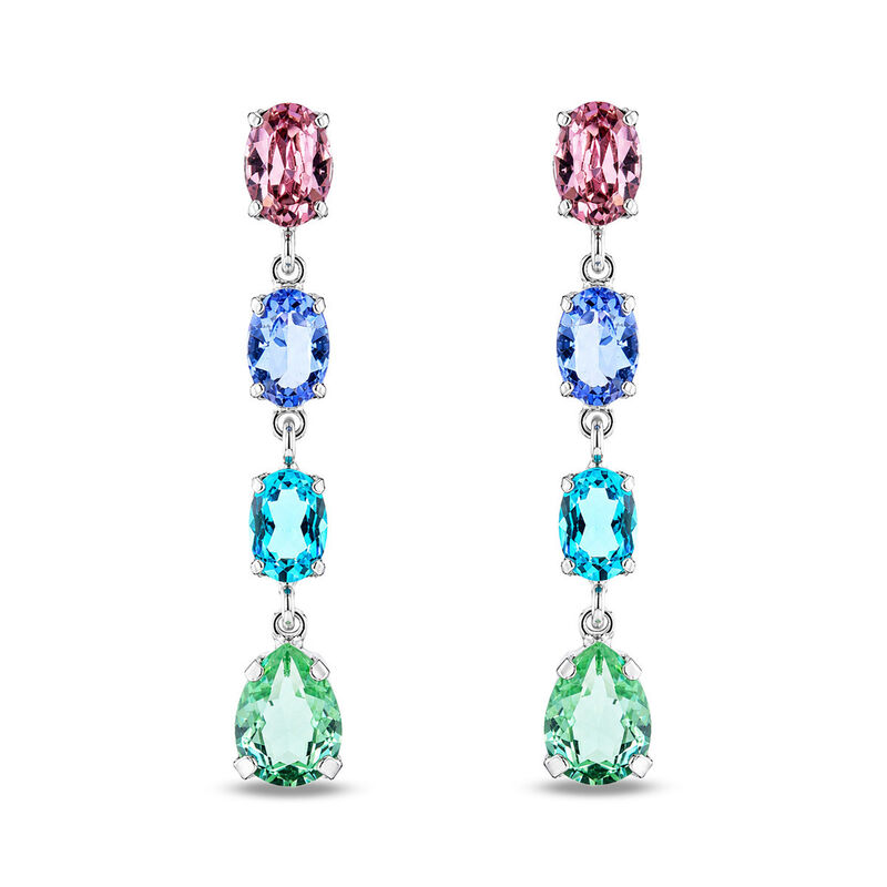 Aretes Plata 925 Con Piedras De Color image number null