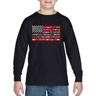 Camiseta De Manga Larga Word Art Para Ni&ntilde;o - Bandera Americana Con Fuegos Artificiales - Negro
