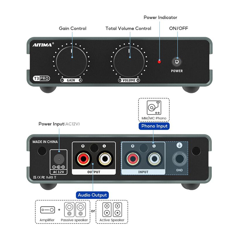 Preamplificador Phono Aiyima T3 Pro Mm/mc Riaa ... image number null