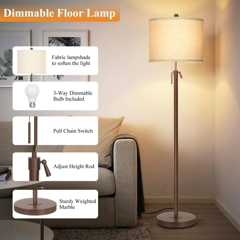 L&aacute;mpara De Piso Qingmiao Ajustable 137-168 Cm L... image number null