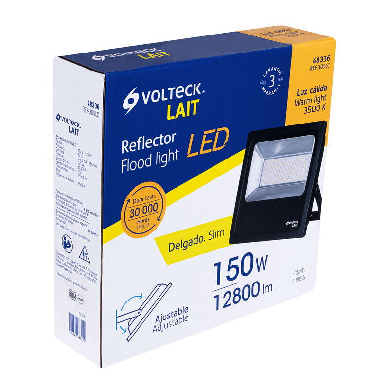 Reflector delgado de Led 150 W Luz Cálida Volte... image number null