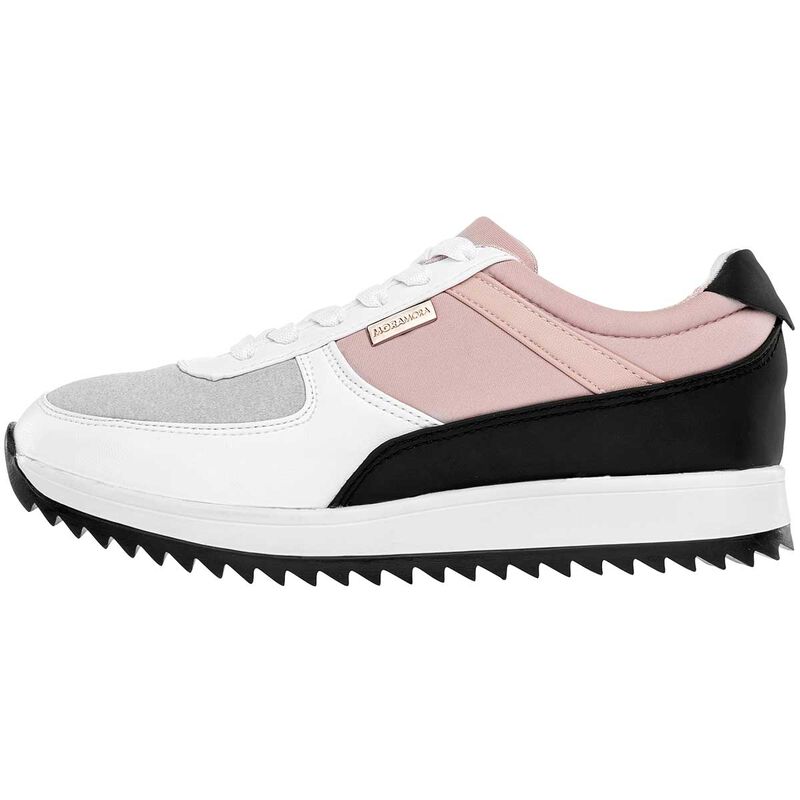 Moramora Tenis urbano para mujer blanco gris ro... image number null