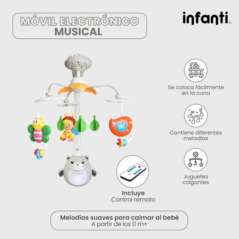 M&oacute;vil De Cuna Electr&oacute;nico Mundo De Sue&ntilde;os Con P... image number null