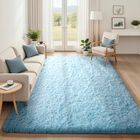 Alfombra Ophanie 152 &times; 244 cm Azul Claro Peluda Y Esponjosa