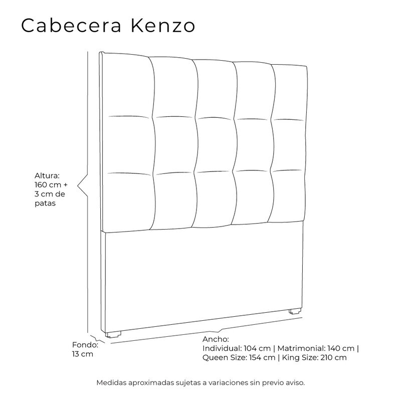 Cabecera Matrimonial Dicasa Kenzo Plata image number null