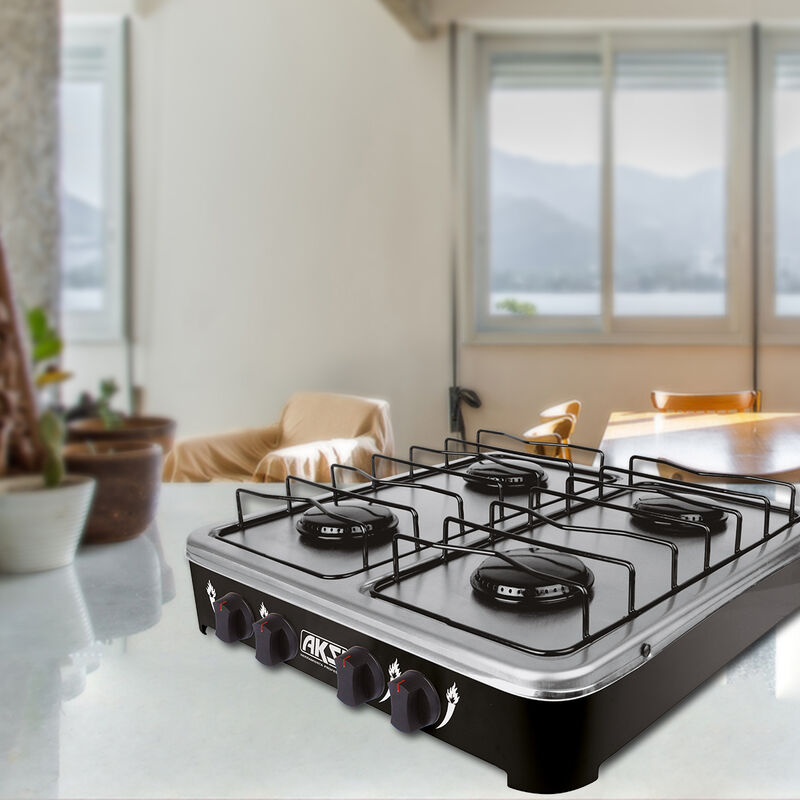 Parrilla Estufa De Mesa Aksi 4 Quemadores Negro... image number null