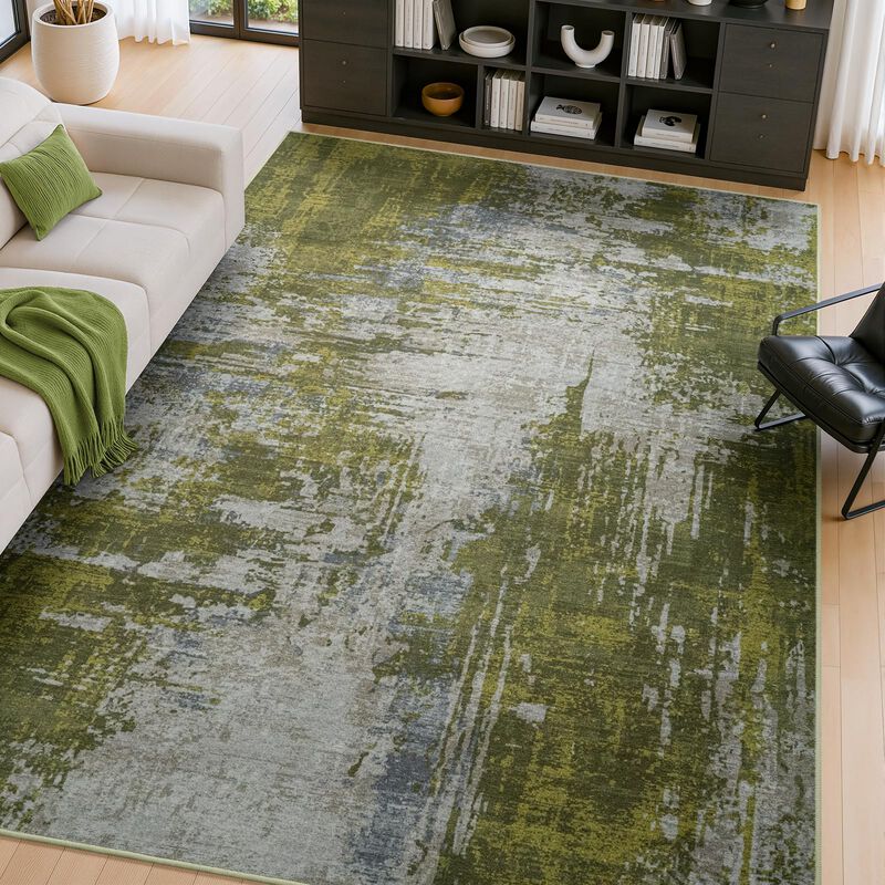 Alfombra Merelax 152x183 Cm Verde Abstracta Lav... image number null