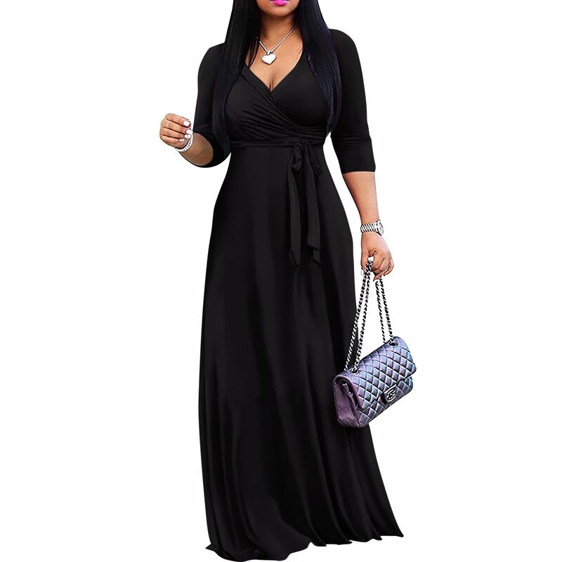 Vestido Maxi Fandee Cuello V Manga 3/4 image number null