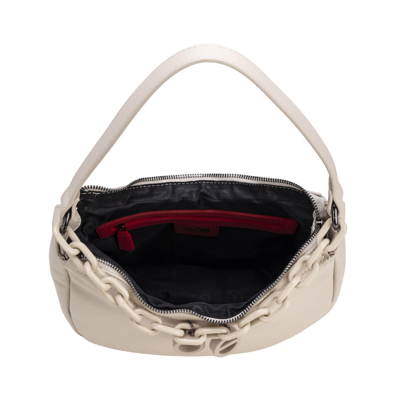 Bolsa Hobo Mediana Con Cadena Acr&iacute;lica Color Be... image number null