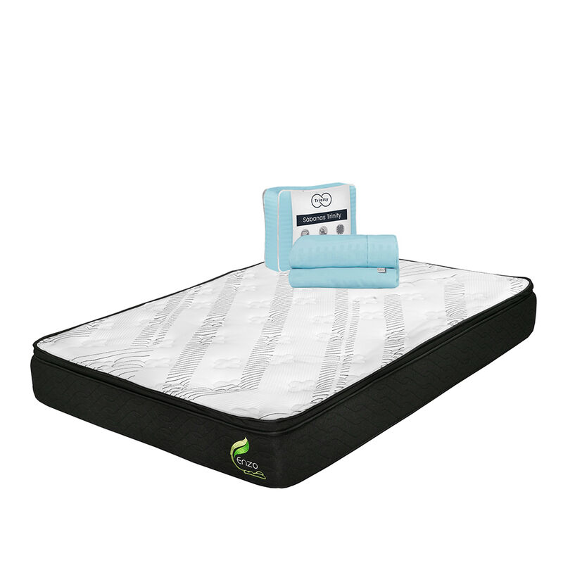 Colch&oacute;n Queen Size Enzo + 1 juego de S&aacute;banas Tr... image number null
