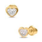Broqueles De Corazon En Oro Amarillo 14k Con Zirconias