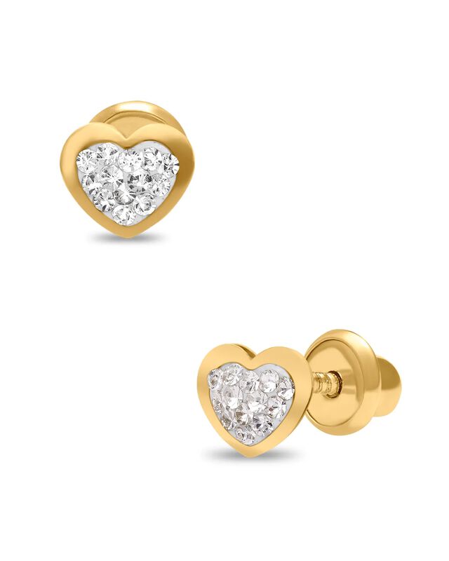 Broqueles De Corazon En Oro Amarillo 14k Con Zi... image number null