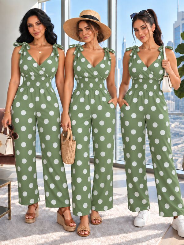 Jumpsuit Elegante De Lunares Para Mujer Ves-107... image number null
